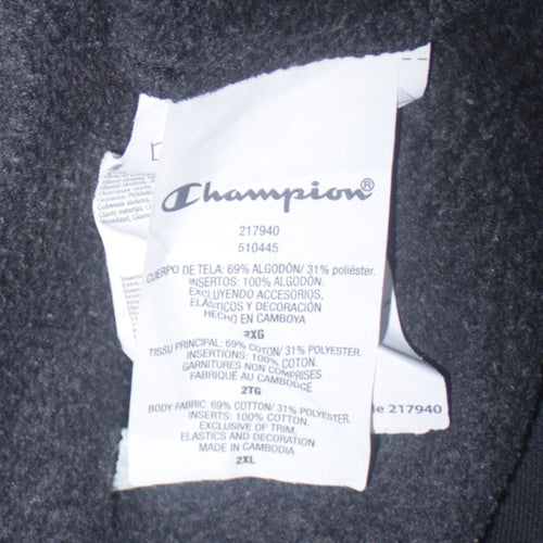 Champion Men's Black 2XL Full Zip Hoodie Fleece Sweatshirt