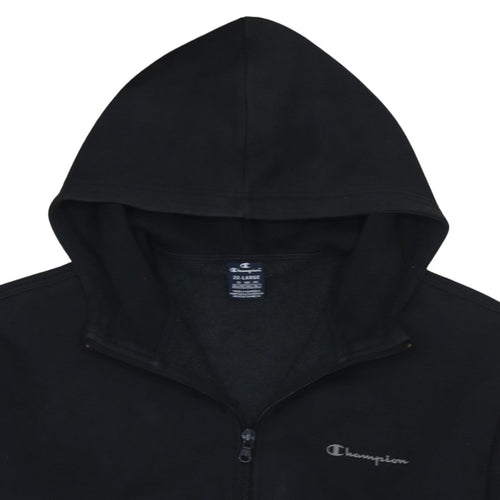 Champion Men's Black 2XL Full Zip Hoodie Fleece Sweatshirt