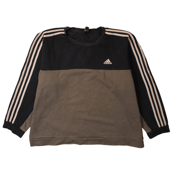 Adidas Men's Brown Black Colour Block Long Sleeve Pullover Sweatshirt L