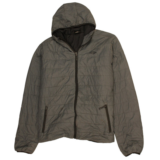 Umbro Men’s Grey 2XL Hooded Puffer Jacket Full Zip Quilted Coat