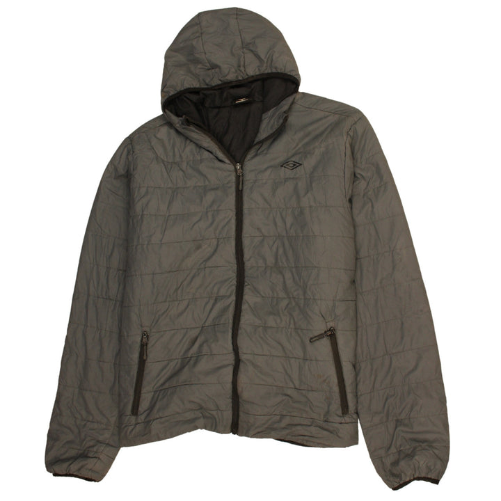 Umbro Men’s Grey 2XL Hooded Puffer Jacket Full Zip Quilted Coat