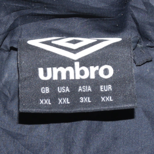 Umbro Men’s Grey 2XL Hooded Puffer Jacket Full Zip Quilted Coat
