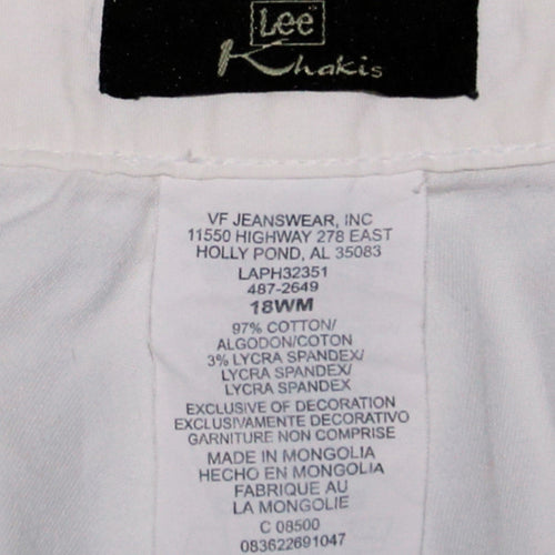 Lee Women's White Chino Shorts Size 18 Cotton Blend