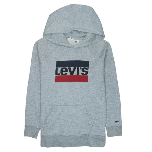 Levi's Mens Grey Hoodie L Pullover Graphic Logo Cotton Blend
