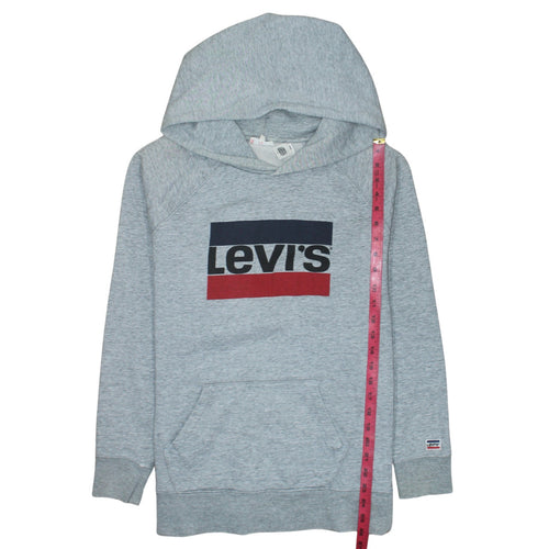 Levi's Mens Grey Hoodie L Pullover Graphic Logo Cotton Blend
