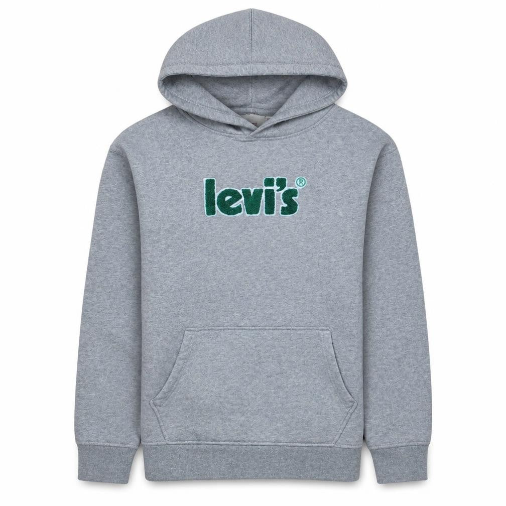 Front view of Levi's Men's Grey Relaxed Fit Pullover Hoodie XS Graphic Logo