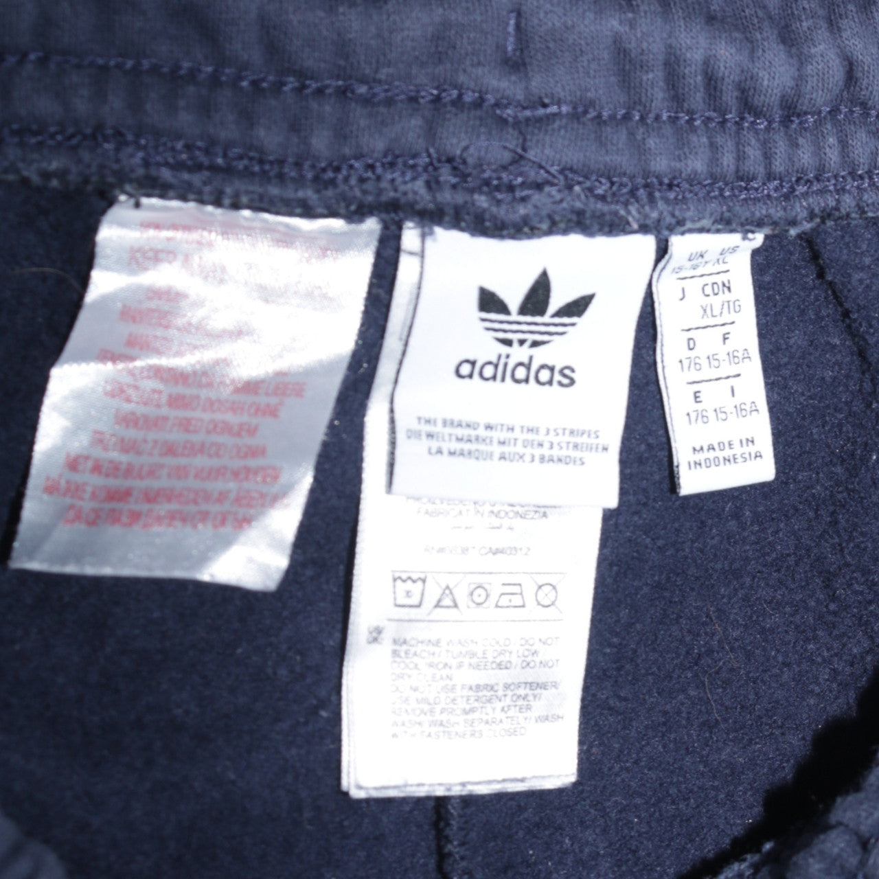 Adidas Boys Blue Jogger Sweatpants 15-16 Years Elastic Waist Fleece Activewear