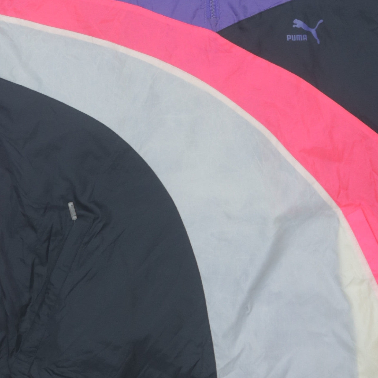 Puma Men’s Purple 90s Windbreaker Jacket L Colourblock Retro Style