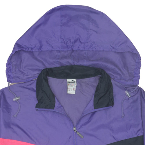 Puma Men’s Purple 90s Windbreaker Jacket L Colourblock Retro Style