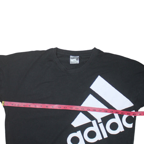 Adidas Women Black Crew Neck Pullover Sweatshirt L Climalite Logo Print