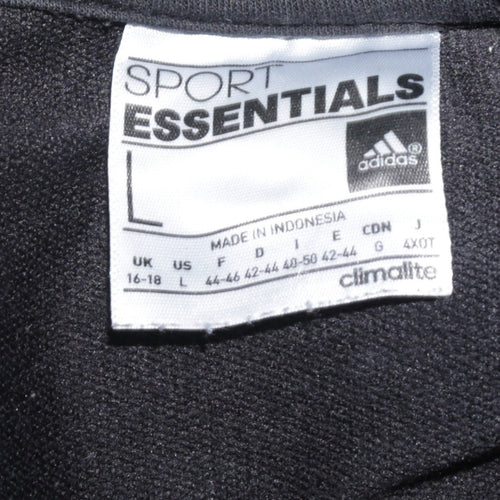 Adidas Women Black Crew Neck Pullover Sweatshirt L Climalite Logo Print