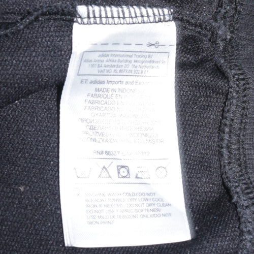 Adidas Women Black Crew Neck Pullover Sweatshirt L Climalite Logo Print