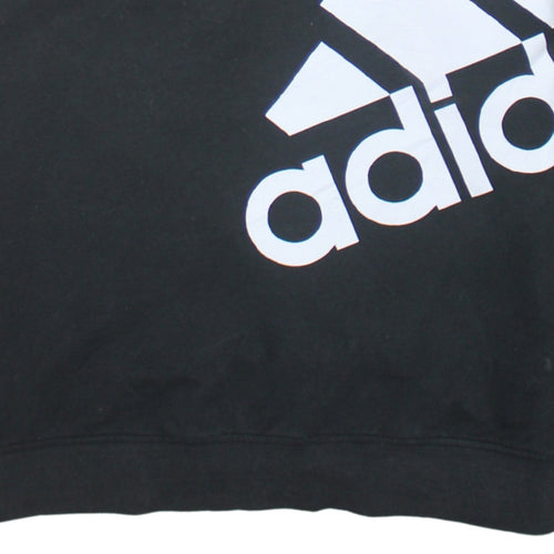 Adidas Women Black Crew Neck Pullover Sweatshirt L Climalite Logo Print