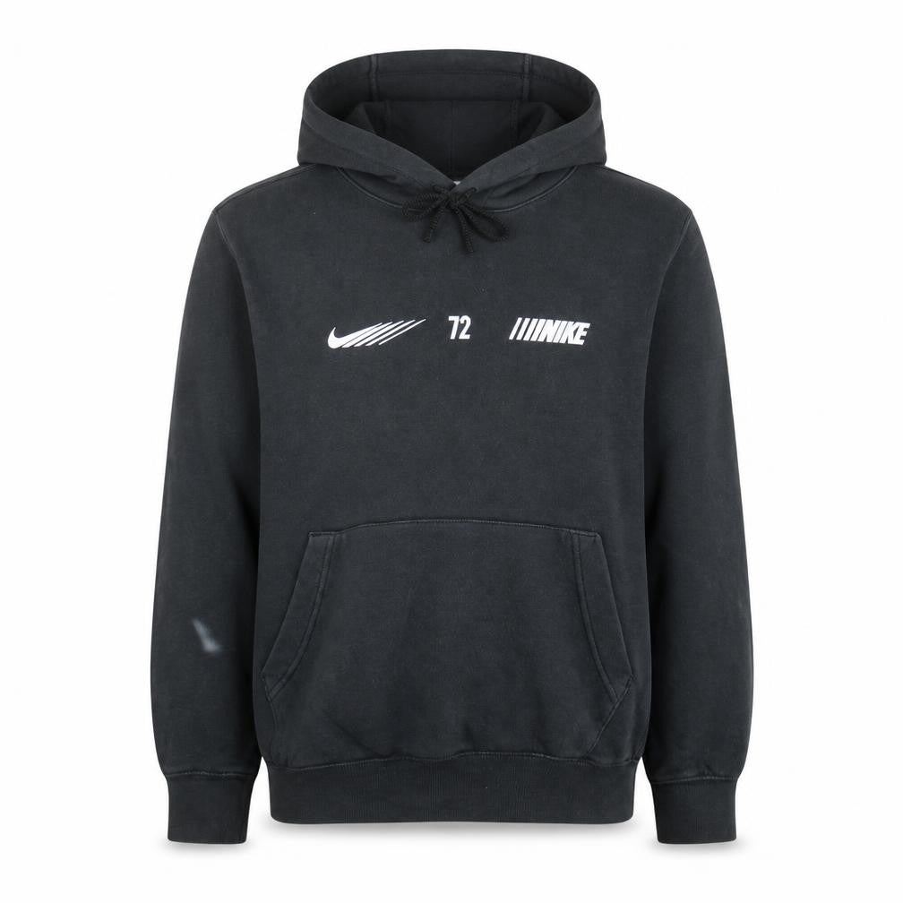 Front view of Nike Men's Black Pullover Hoodie Small Logo Graphic Fleece