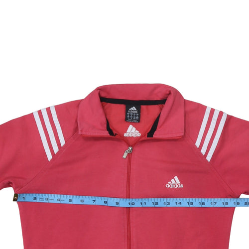 adidas Girls Pink XL Track Jacket Full Zip Cotton Blend Sports Top