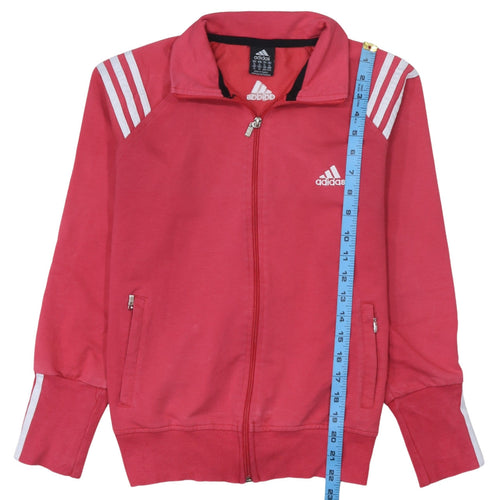 adidas Girls Pink XL Track Jacket Full Zip Cotton Blend Sports Top