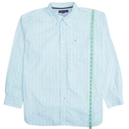 Tommy Hilfiger Men's Blue Striped Button-Down Cotton Shirt XL
