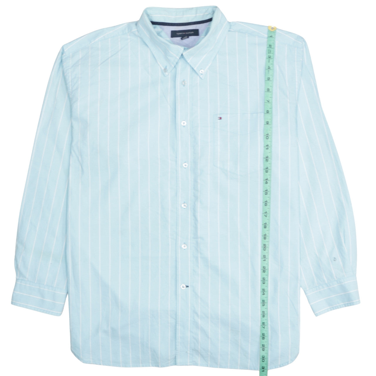 Tommy Hilfiger Men's Blue Striped Button-Down Cotton Shirt XL