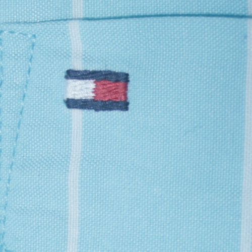 Tommy Hilfiger Men's Blue Striped Button-Down Cotton Shirt XL
