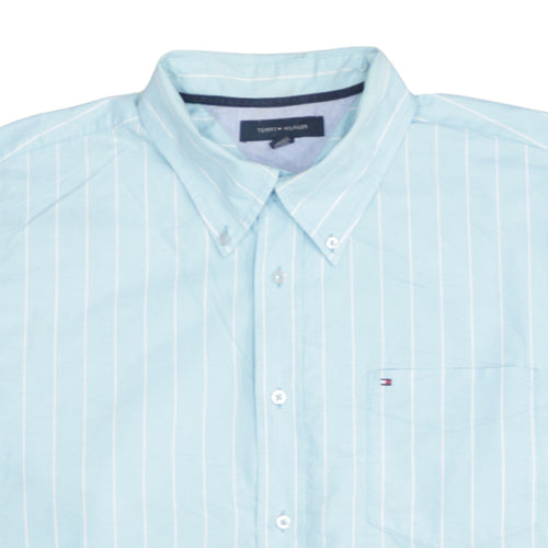 Tommy Hilfiger Men's Blue Striped Button-Down Cotton Shirt XL