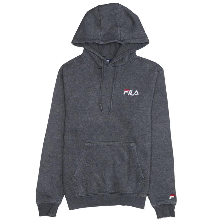 Fila Womens Charcoal Grey Pullover Hoodie Medium Embroidered Logo