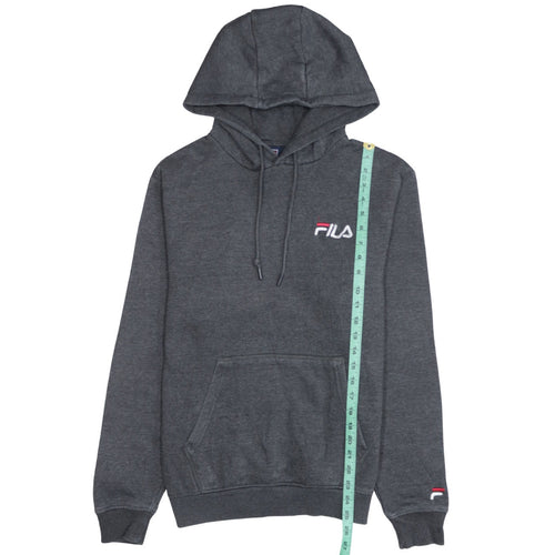 Fila Womens Charcoal Grey Pullover Hoodie Medium Embroidered Logo
