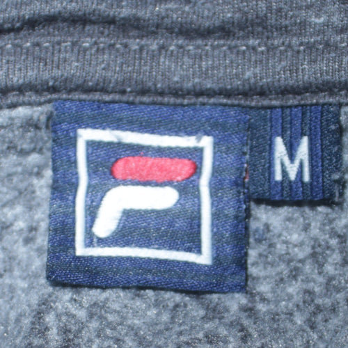 Fila Womens Charcoal Grey Pullover Hoodie Medium Embroidered Logo