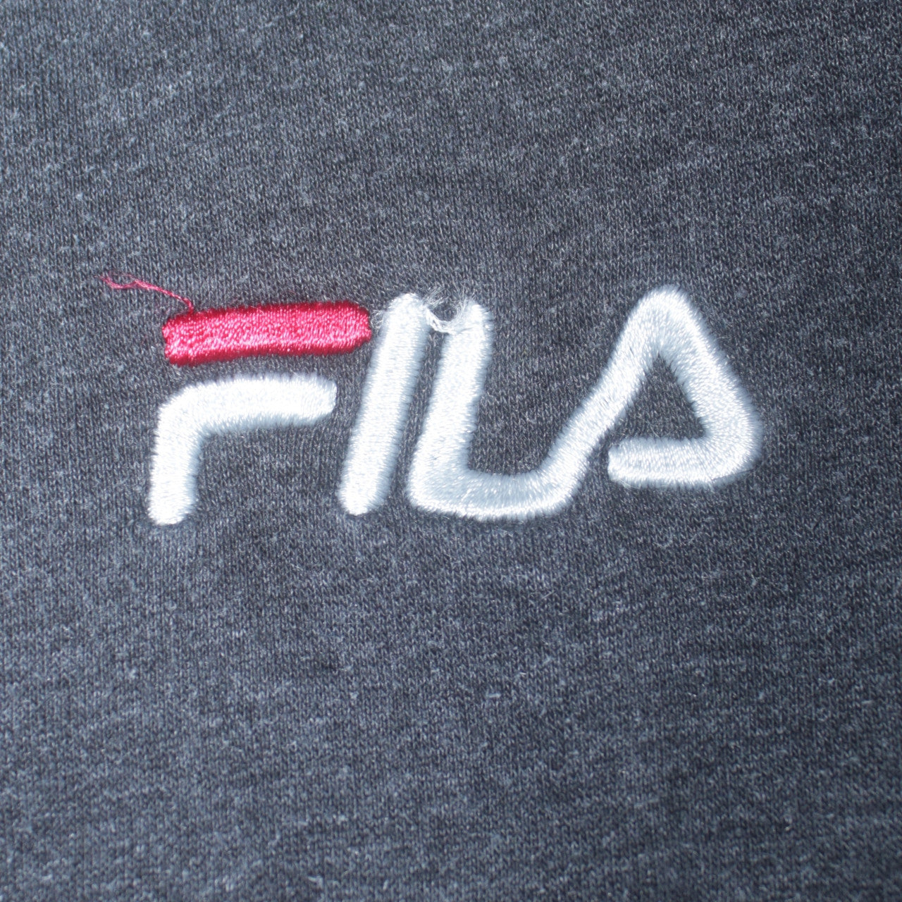 Fila Womens Charcoal Grey Pullover Hoodie Medium Embroidered Logo