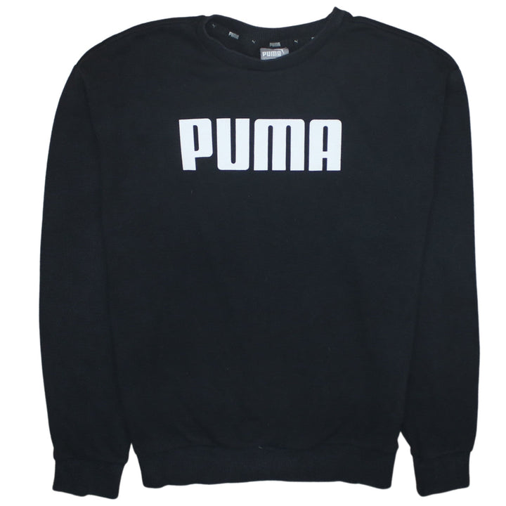 Puma Womens Black Size 10 Pullover Sweatshirt Crew Neck Logo Jumper