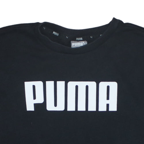 Puma Womens Black Size 10 Pullover Sweatshirt Crew Neck Logo Jumper