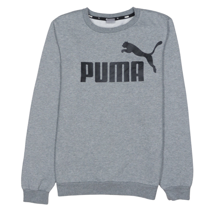 Puma Boys Grey Pullover Sweatshirt 13-14 Years Crew Neck Logo Cotton Blend