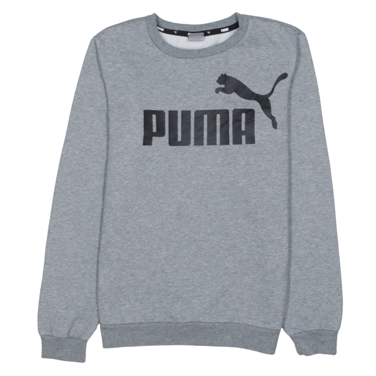 Puma Boys Grey Pullover Sweatshirt 13-14 Years Crew Neck Logo Cotton Blend