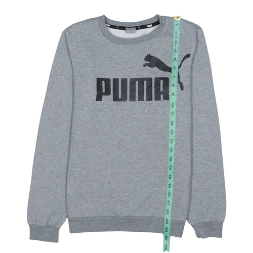 Puma Boys Grey Pullover Sweatshirt 13-14 Years Crew Neck Logo Cotton Blend