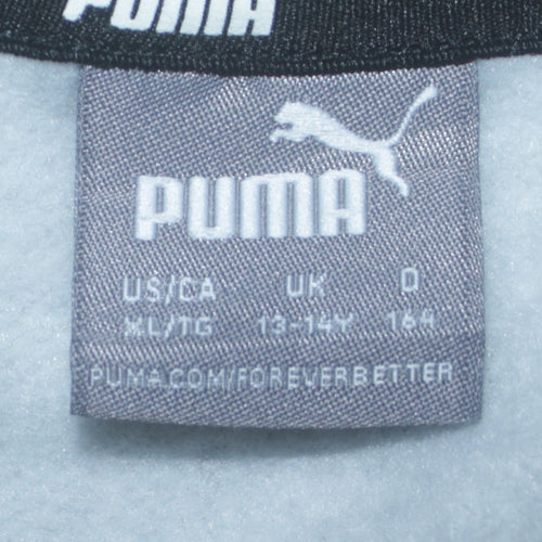 Puma Boys Grey Pullover Sweatshirt 13-14 Years Crew Neck Logo Cotton Blend