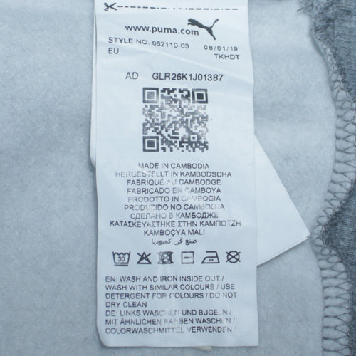 Puma Boys Grey Pullover Sweatshirt 13-14 Years Crew Neck Logo Cotton Blend