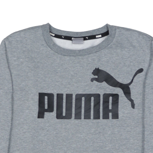 Puma Boys Grey Pullover Sweatshirt 13-14 Years Crew Neck Logo Cotton Blend