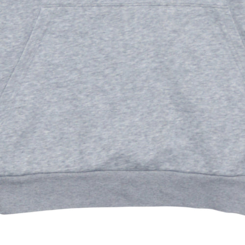 Adidas Boys Grey Blue Hoodie L 13-14 Years Pullover Fleece Logo Sweatshirt