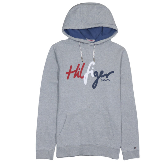 Tommy Hilfiger Men’s Grey Pullover Hoodie L Logo Graphic Sweatshirt