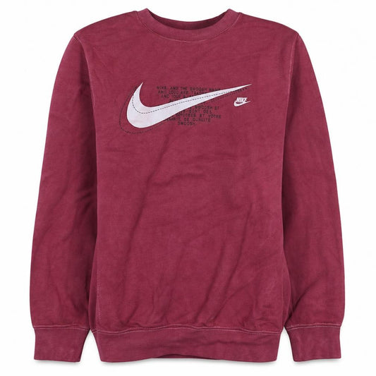 Front view of Nike women’s burgundy xs pullover crew neck sweatshirt cotton blend