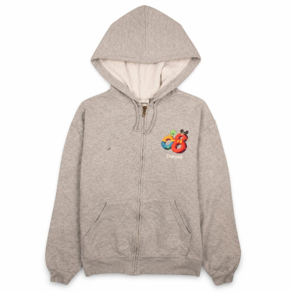 Disneyland Resort Women Grey Full Zip Hoodie Small 2008 Mickey Donald Goofy
