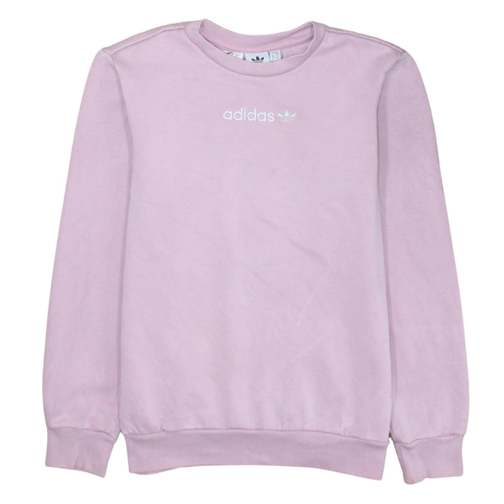 Adidas Girls Pink Logo Crew Neck Fleece Sweatshirt 13-14 Years