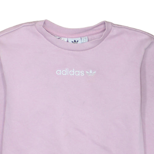 Adidas Girls Pink Logo Crew Neck Fleece Sweatshirt 13-14 Years