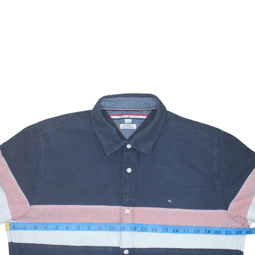 Tommy Hilfiger Men’s Blue Colourblock Cotton Shirt L Slim Fit