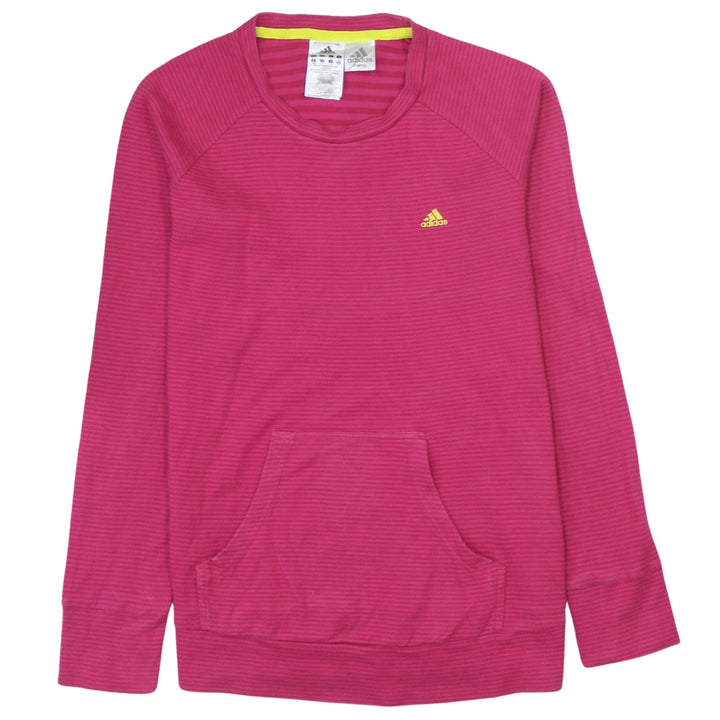 Adidas Women Pink Striped Pullover Sweatshirt Size M Long Sleeve