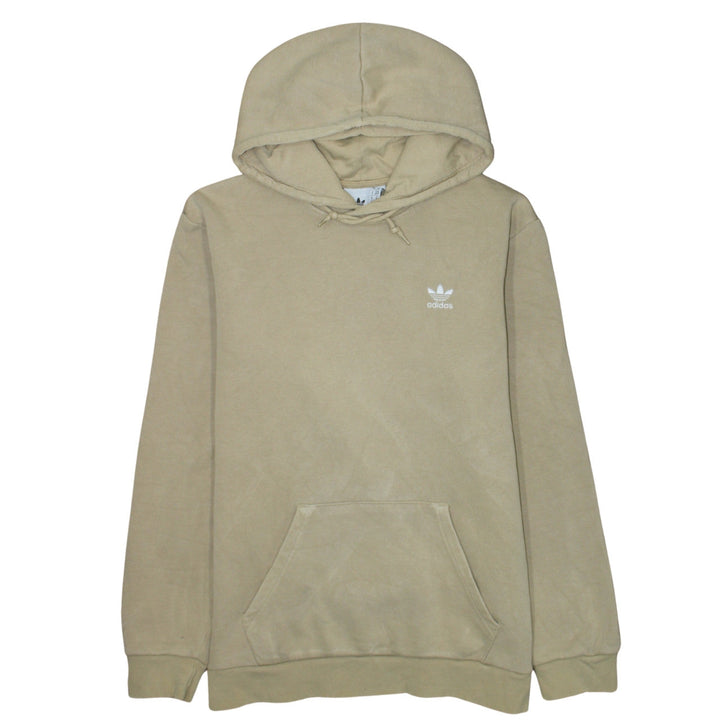 Adidas Men's Beige Pullover Hoodie M Regular Fleece Logo Sweatshirt