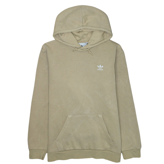 Adidas Men's Beige Pullover Hoodie M Regular Fleece Logo Sweatshirt