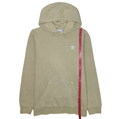 Adidas Men's Beige Pullover Hoodie M Regular Fleece Logo Sweatshirt