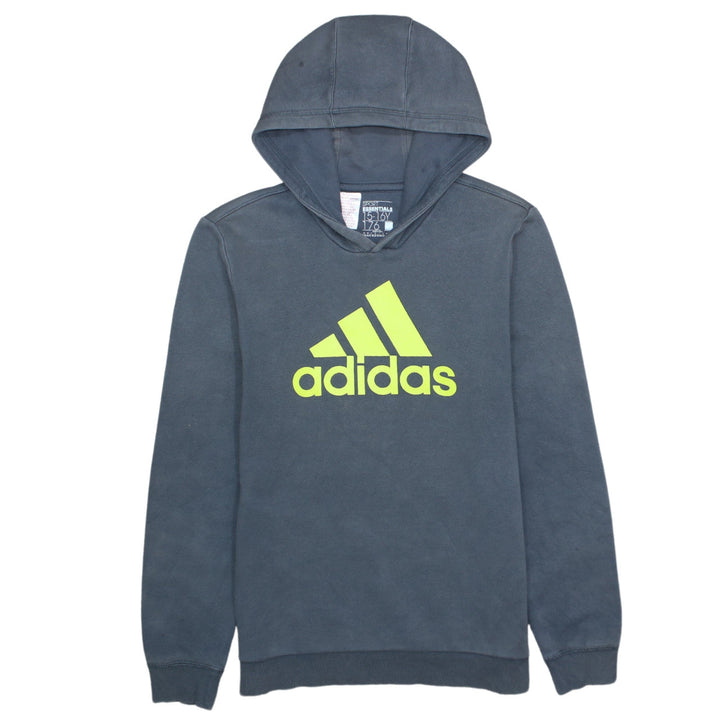 Adidas Boys Blue Pullover Fleece Hoodie 15-16 Years Logo Sport Essentials