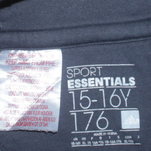 Adidas Boys Blue Pullover Fleece Hoodie 15-16 Years Logo Sport Essentials