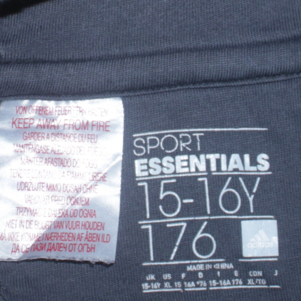 Adidas Boys Blue Pullover Fleece Hoodie 15-16 Years Logo Sport Essentials